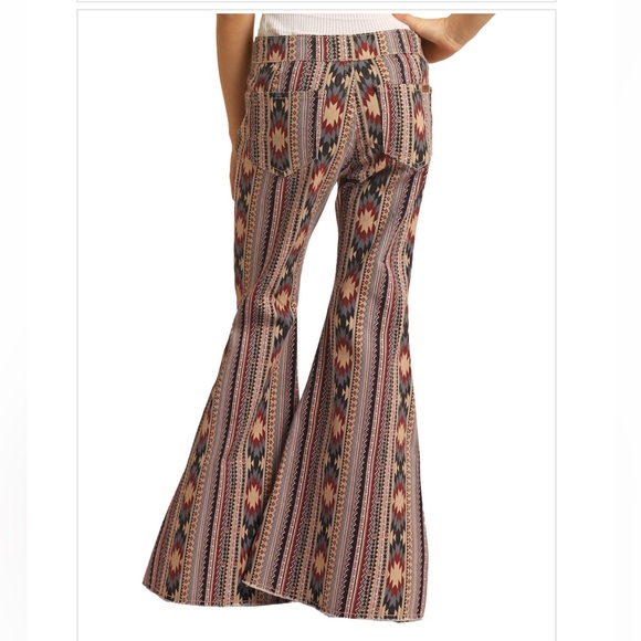 Rock & Roll Extra Stretch Aztec Print Bell Bottoms Size 31 x 34 - Picture 3 of 11